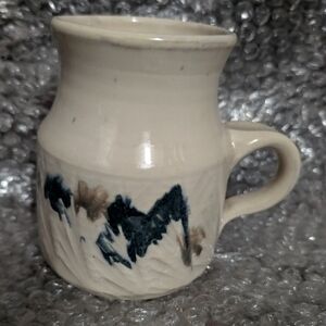 JWC Pottery Salt Glaze? Blue/ Tan Coffee Mug NICE CONDITION